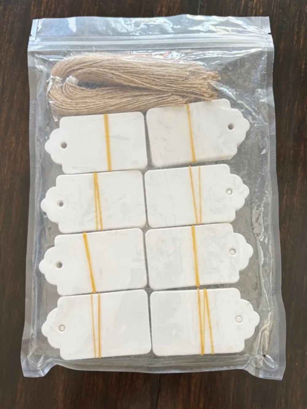 White Scalloped Gift Tags with Jute Twine – Large Bundle
